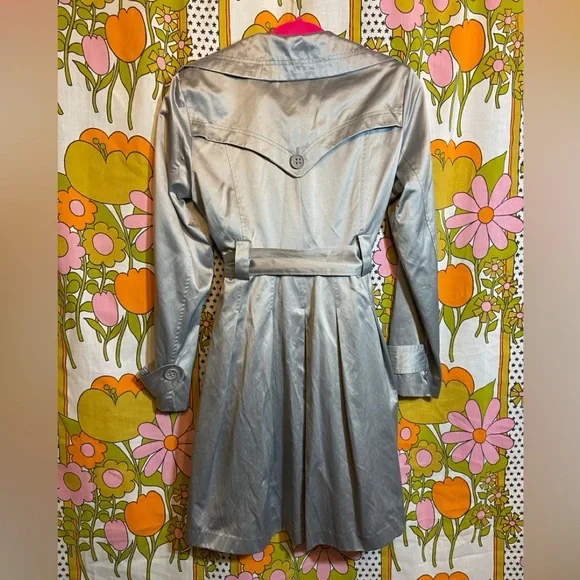 Bebe Metallic Silver Dressy Trench Coat - Picture 8 of 10